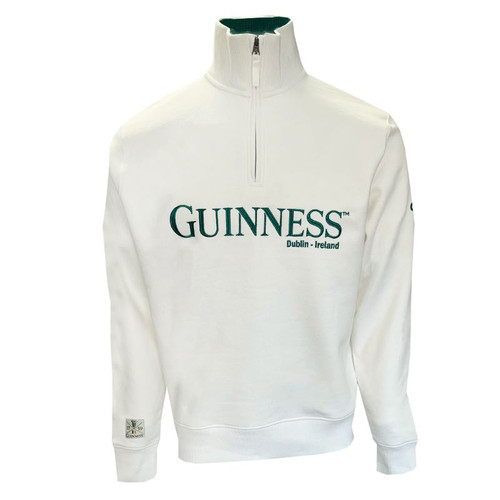 G5229 White Guinness Half Zip Men's Shirt ShamrockGift.com