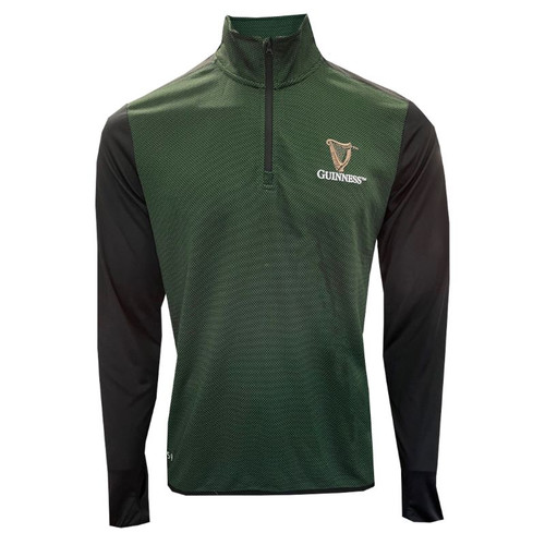 G5231 Green Guinness Zip Neck Men's Shirt ShamrockGift.com