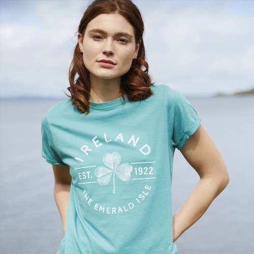 T4224 The Emerald Isle  Shamrock Ladies T-Shirt ShamrockGift.com