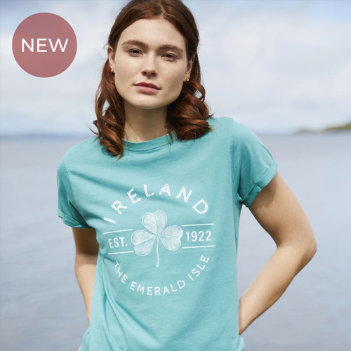 T4224 The Emerald Isle  Shamrock Ladies T-Shirt main ShamrockGift.com