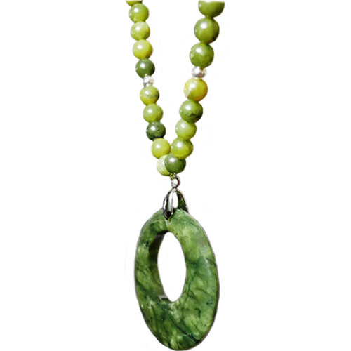 JCW-70134 Connemara Marble Beads Necklet with Luck Stone Shop online on ShamrockGift.com
