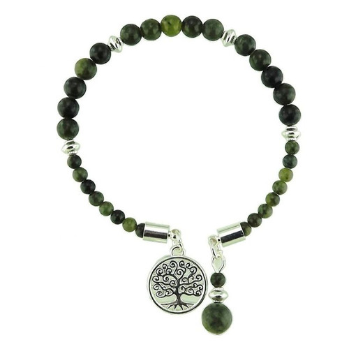 JCW-46625 Connemara Marble Stretch Bracelet with Celtic CharmShamrockGift.com