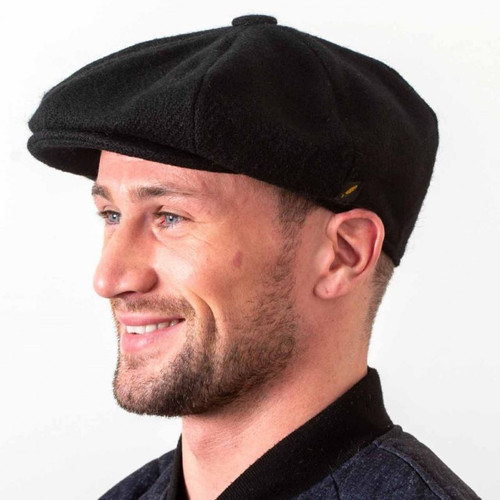 HOF-GATS-DT-BLK Gatsby Black Newsboy Cap ShamrockGift.com