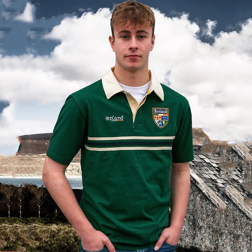 AI-6417EMR Emerald Green Irish Polo Shirt Front ShamrockGift.com