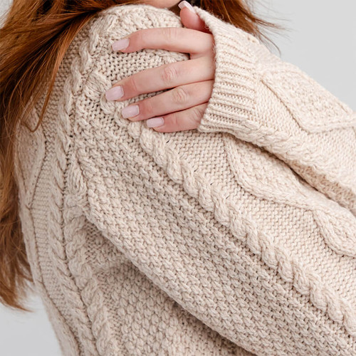 ML163-109 Button Up Merino Wool Shawl Collar Cardigan Closeup View ShouldeR Knit Shamrockgift.com