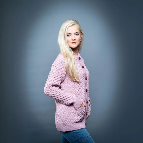 OAC-1505LVMRL  Merino Wool Irish Lumber Cardigan with ButtonsShamrockGift.com