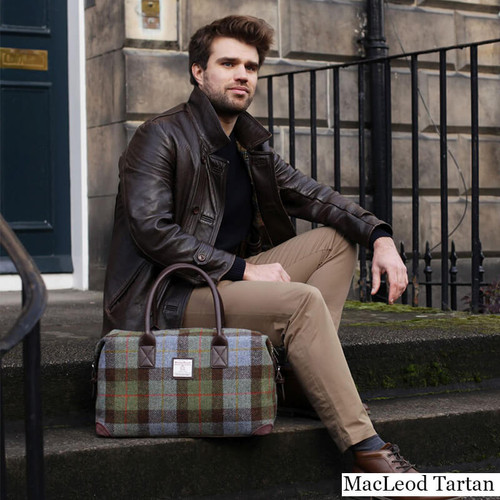 GA-LB1006-COL015-MACLEOD TARTAN Harris Tweed Overnight Bag Lifestyle ShamrockGift.com