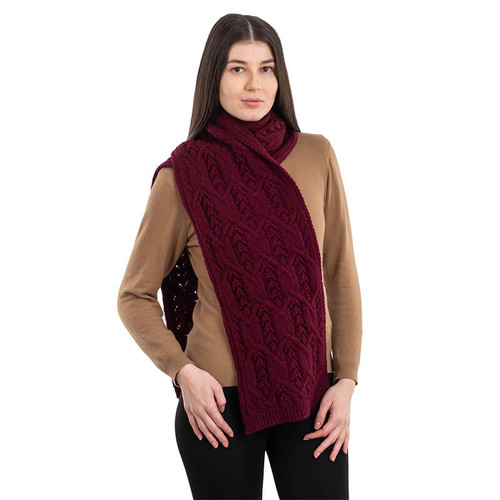 ML168-108-OS Irish Leaf Wool Scarf ShamrockGift.com