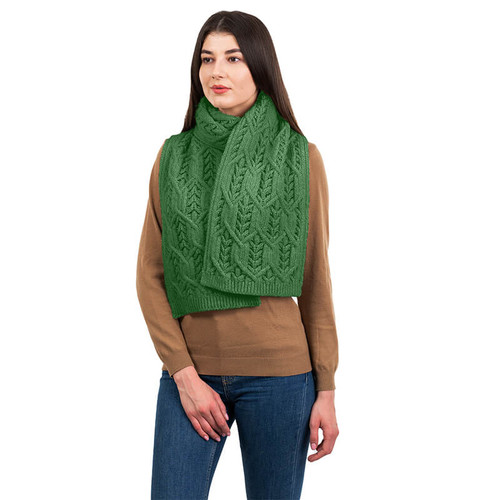 ML168-105-OS Irish Leaf Wool Scarf ShamrockGift.com
