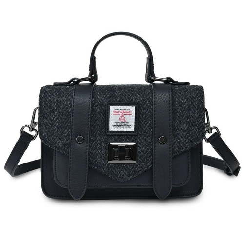 ISL-8311 Harris Tweed Ladies Mini Satchel  black-herringbone ShamrockGift.com