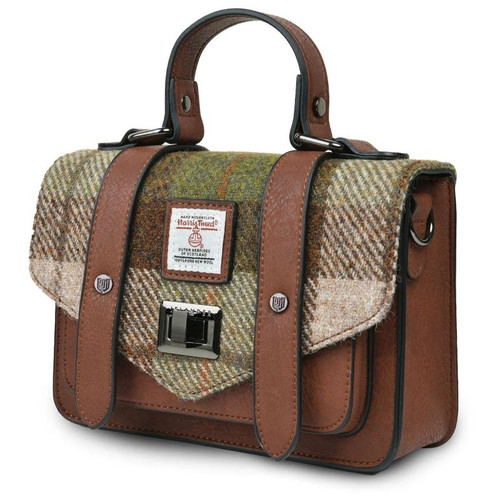 ISL-8311 Harris Tweed Ladies Mini Satchel  Chestnut Tartan ShamrockGift.com