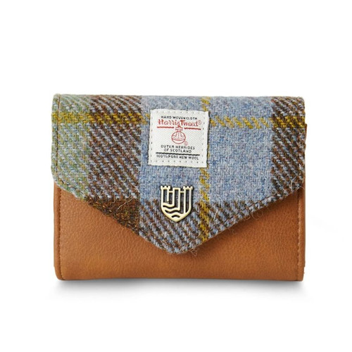 ISL-8302CBLTTL00  Harris Tweed Mini Wallet Chestnut Blue Tartan ShamrockGift.com