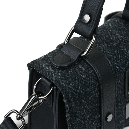 ISL-8312BLAHBL00 Islander Harris Tweed Tartan Satchel - Medium Handle Closeup Design ShamrockGift.com