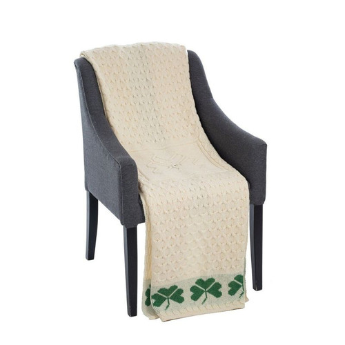 SAOL Shamrock Cable Stitch Aran Throw Natural SA962 Studio ShamrockGift.com