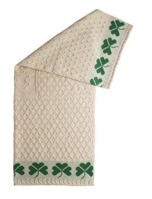 SAOL Shamrock Cable Stitch Aran Throw Natural SA962 ShamrockGift.com