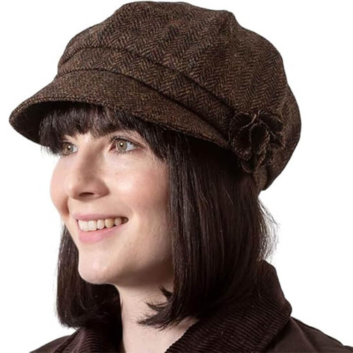 HOF-SHANPNW Whiskey Color Irish Wool Ladies Newsboy Hat Whiskey ShamrockGift.com