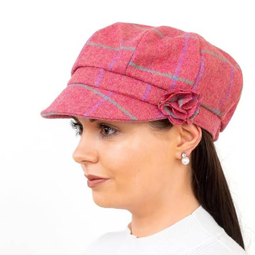 HOF-SHANPNW-OS Spring Ladies 100% Wool Newsboy Hat Pink ShamrockGift.com