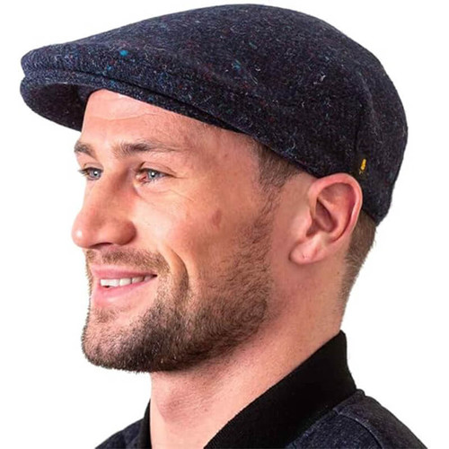 HOF-Ref-6400 Handmade Irish Wool Men Casquette Blue Navy ShamrockGift.com