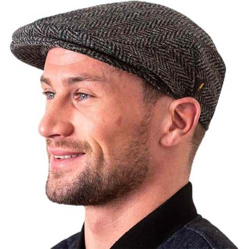 HOF-Ref-6400 Handmade Irish Wool Men Casquette Charcoal ShamrockGift.com