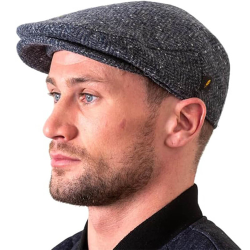 HOF-FCTDT Donegal Tweed Trad Flat Cap Blue ShamrockGift.com