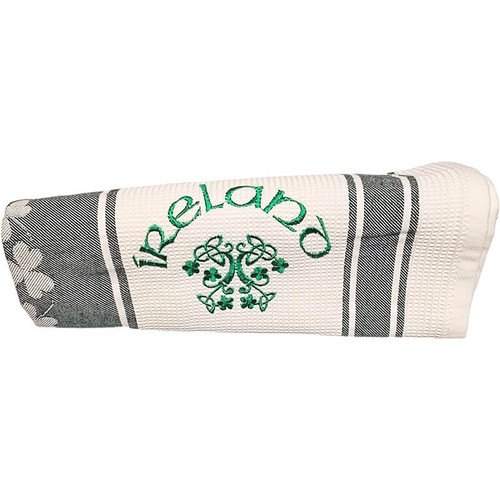 ILGC23EMB Waffle Embroidered Tea Towel Tree of life  ShamrockGift.com