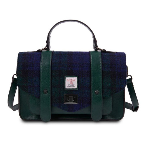 ISL-8333 Harris Tweed Large Ladies Satchel Black Watch Tartan ShamrockGift.com