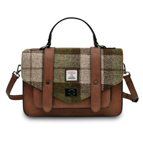 ISL-8333 Harris Tweed Large Ladies Satchel Chestnut Tartan ShamrockGift.com