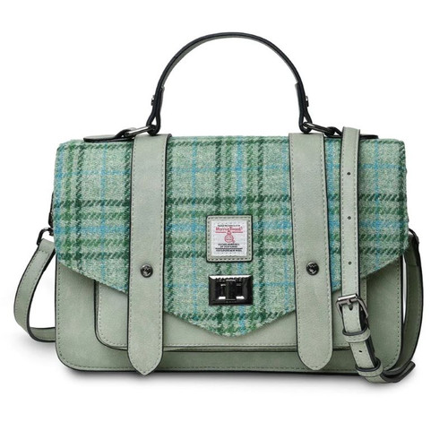 ISL-8333 Harris Tweed Large Ladies Satchel Mint Tartan ShamrockGift.com