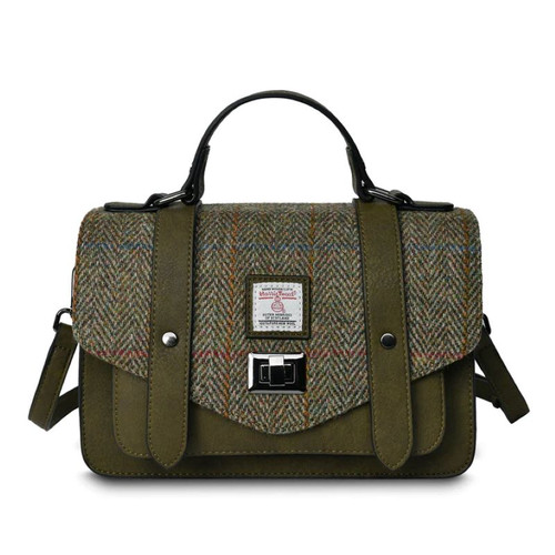 ISL-8333 Harris Tweed Large Ladies Satchel Chestnut Herringbone ShamrockGift.com