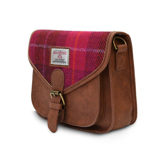 ISL-8320 Harris Tweed The Saddle Bag Fuchsia Tartan ShamrockGift.com