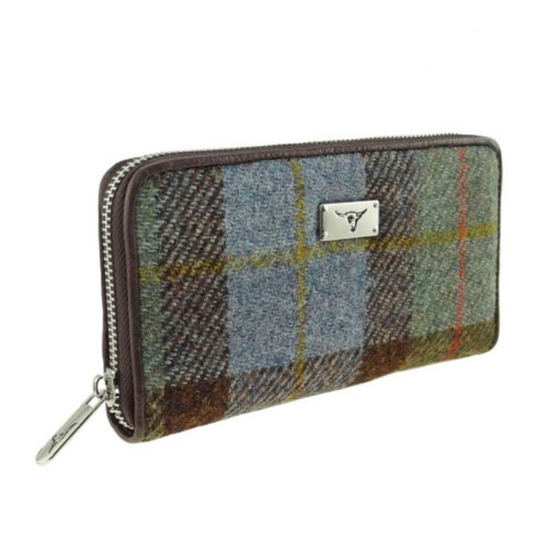 GA-LB2100 Ladies Harris Tweed Long Zip Purse MacLeod Tartan ShamrockGift.com