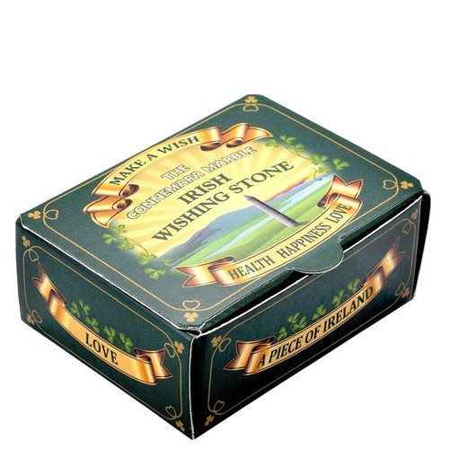 JCW-460 Irish Connemara Marble Wishing Stone Box ShamrockGift.com