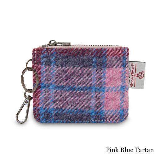 ISL-9200PNKBLUTTL00 Islander Harris Tweed Card Zip Wallet Islander Tartan back ShamrockGift.com