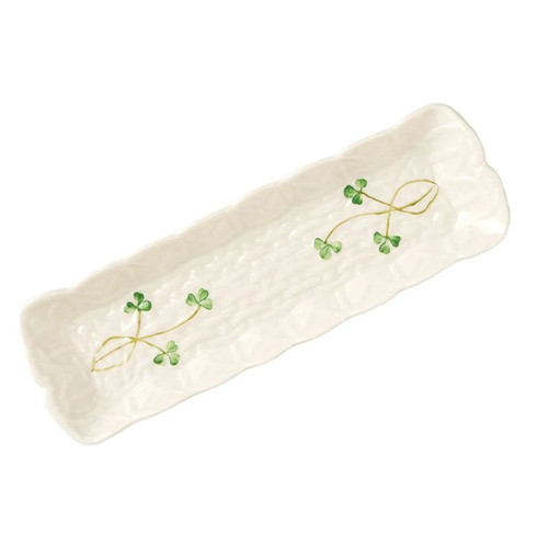 B2083 Belleek Hand Painted Shamrock Mint Tray studio ShamrockGift.com