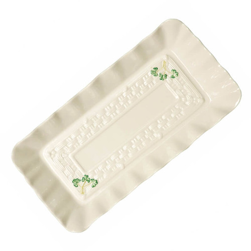 BUY ONLINE B1317 Belleek Handpainted Irish Shamrock Tray on ShamrockGift.com