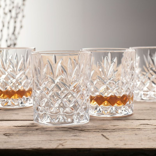 G350064 Crystal Whiskey Glasses Set of 4 Lifestyle Closeup View ShamrockGift.com