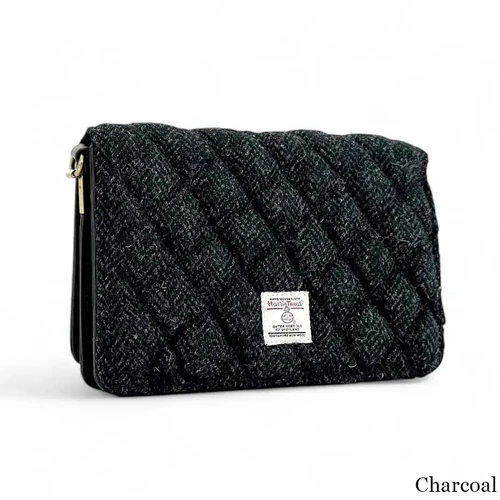 MCS CB2411 L006J Ladies Harris Tweed Quilted Shoulder Bag Front View ShamrockGift.com