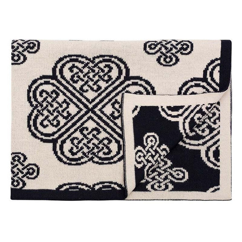 SAOL Celtic Spiral Wool Throw Navy AWT316-OS ShamrockGift.com