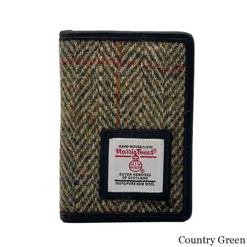 MCS CB3049 C001T Harris Tweed & Leather Bifold Card Holder ShamrockGift.com