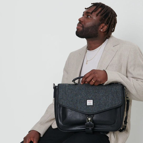ISL-4537BLGHBL00 Handwoven Harris Tweed Laptop Bag ShamrockGift.com