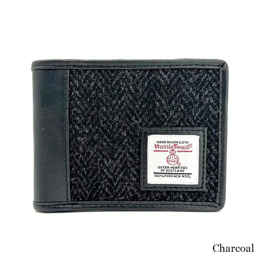 MCS CB3005B L006J Harris Tweed & Leather Trifold Wallet with Coin Pocket ShamrockGift.com