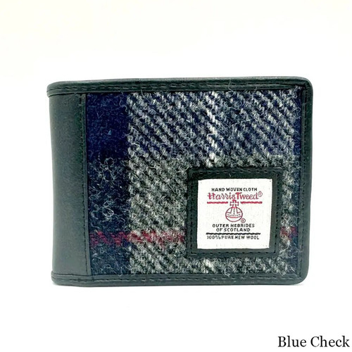 MCS CB3005B TRT020 Harris Tweed & Leather Trifold Wallet with Coin Pocket ShamrockGift.com