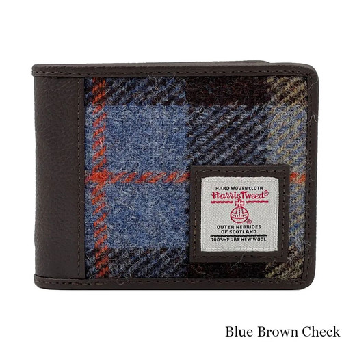 MCS CB3005B TRT021 Harris Tweed & Leather Trifold Wallet with Coin Pocket ShamrockGift.com