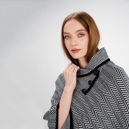 Saol Ladies Herringbone Cape AWL318 Navy Side ShamrockGift.com