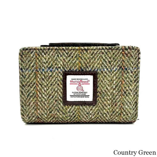 MCS CB5004 C001T COUNTRY GREEN Ladies Harris Tweed Zippered Wallet ShamrockGift.com