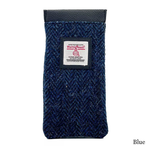 MCS CB2202 SP516 BLUE Handcrafted Harris Tweed Glasses Pouch ShamrockGift.com