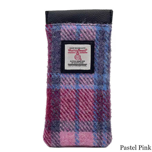 MCS CB2202 TRT073 PASTEL PINK Handcrafted Harris Tweed Glasses Pouch ShamrockGift.com