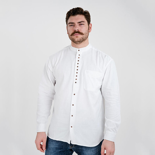 GS-GFS13WH-WHITE Mens Irish Linen Grandfather Style Shirt ShamrockGift.com