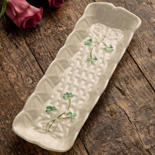 HI-Set-403 Belleek Basketweave Mint Tray ShamrockGift.com