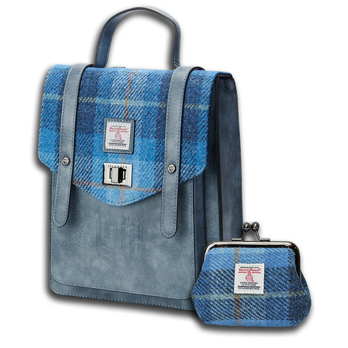 HI-Set-375-BLUTTL00 Islander Harris Tweed Matching Backpack & Wallet Set ShamrockGift.com
